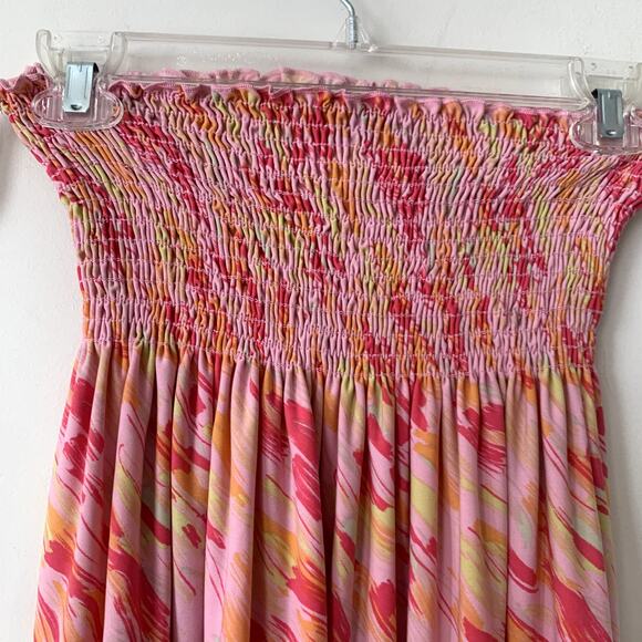 BCBGMaxazria Blouse Size M/L Strapless Pink Top Smocked Shirt Y2K Barbiecore - Picture 4 of 5